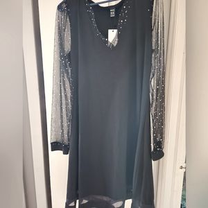 Cotton sequin black dress